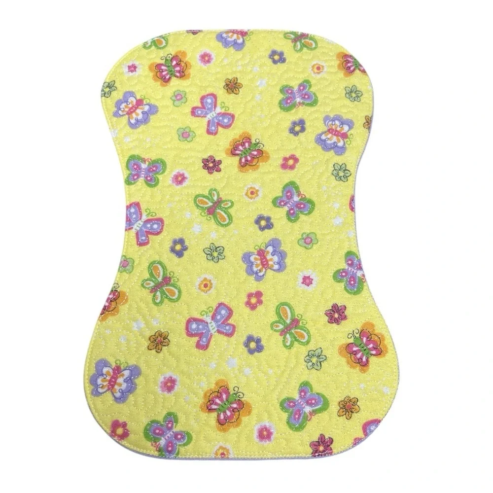 Hand Crafted Flannel Burp Cloth Contoured Padded Fabric Quilted Reversible